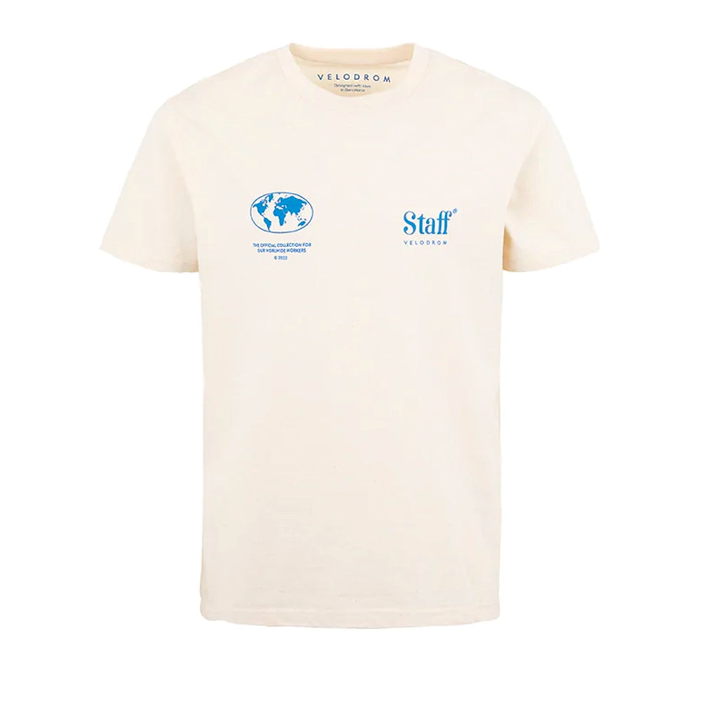 VELODROM Staff Tshirt - White/Electric Banana Blue-T-Shirts-