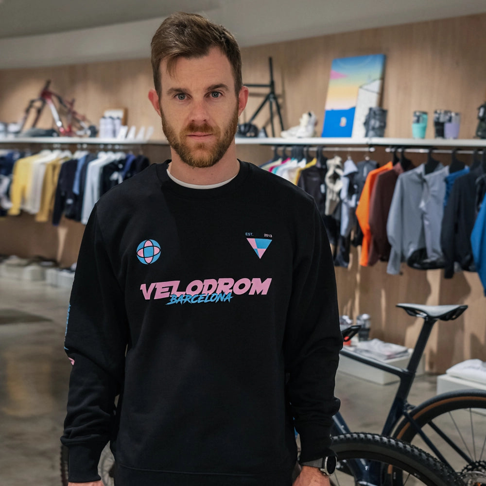 VELODROM Vintage Graphic Sweatshirt - Black/Bright Pink-Blue-Sweatshirts-