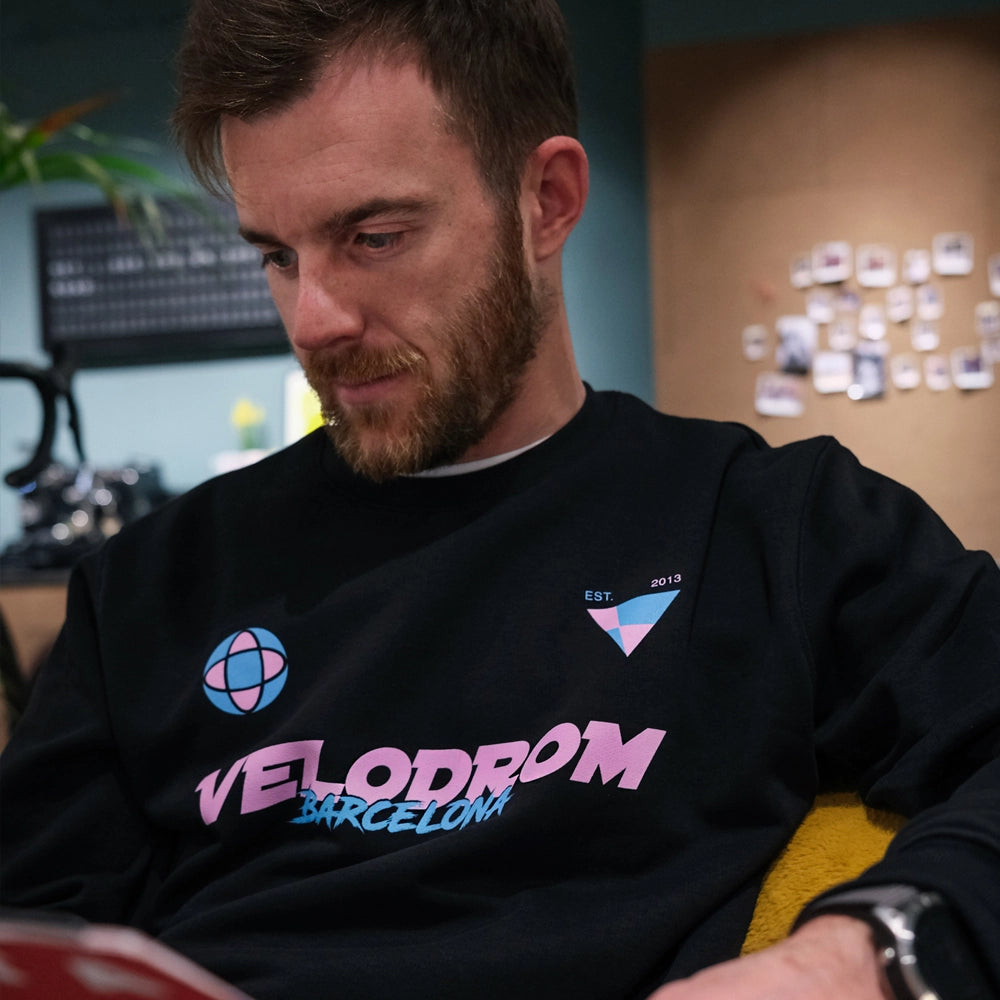 VELODROM Vintage Graphic Sweatshirt - Black/Bright Pink-Blue-Sweatshirts-