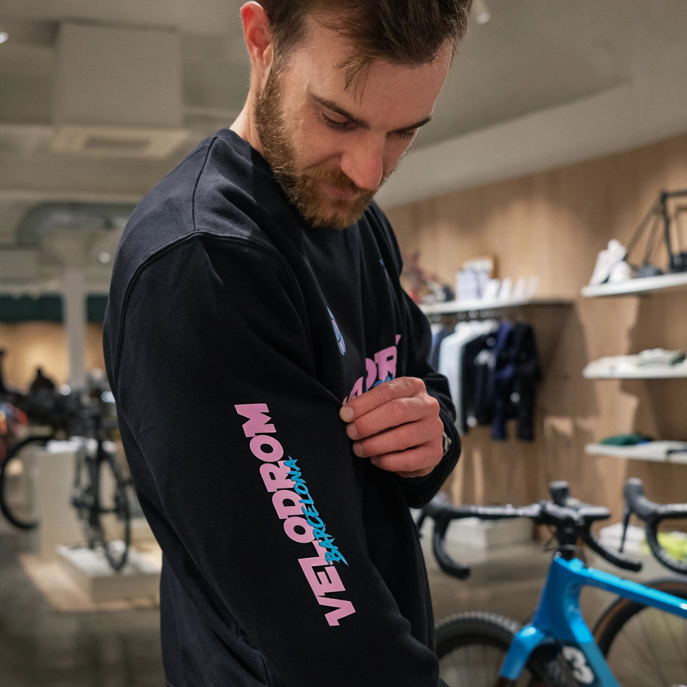 VELODROM Vintage Graphic Sweatshirt - Black/Bright Pink-Blue-Sweatshirts-