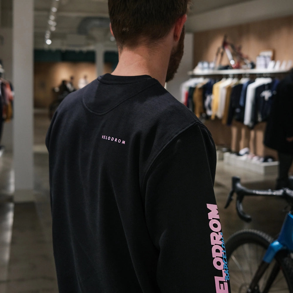 VELODROM Vintage Graphic Sweatshirt - Black/Bright Pink-Blue-Sweatshirts-