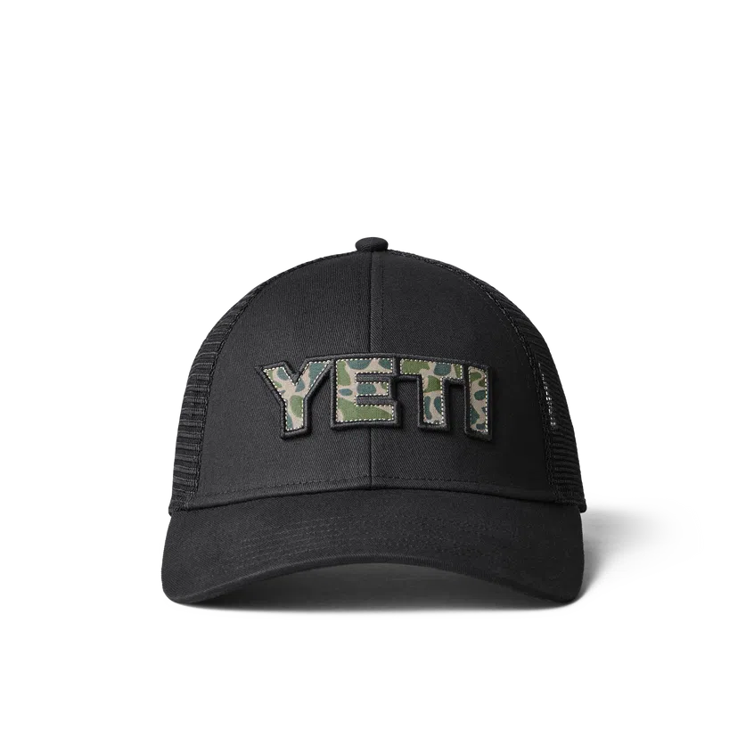 YETI Logo Badge Camo Trucker Hat - Black-Caps-888830197790