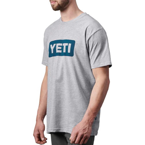 YETI LOGO BADGE PREMIUM SHORT SLEEVE TSHIRT - Gray/Navy-T-Shirts-59819654