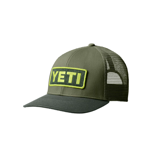 YETI Logo Badge Trucker Hat - Highlands Olive/ Forest-Caps-888830177457