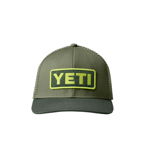 YETI Logo Badge Trucker Hat - Highlands Olive/ Forest-Caps-888830177457