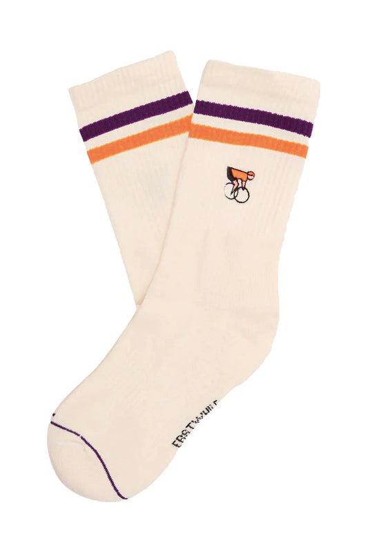 ERSTWHILE Socks Amateur - Ivory/Purple/Orange-Casual Socks-5487567938895