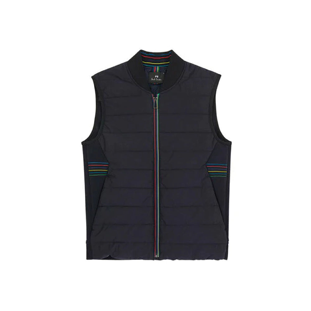 PAUL SMITH Mixed Media Gilet - Dark Navy-Casual Jackets-5059970176425