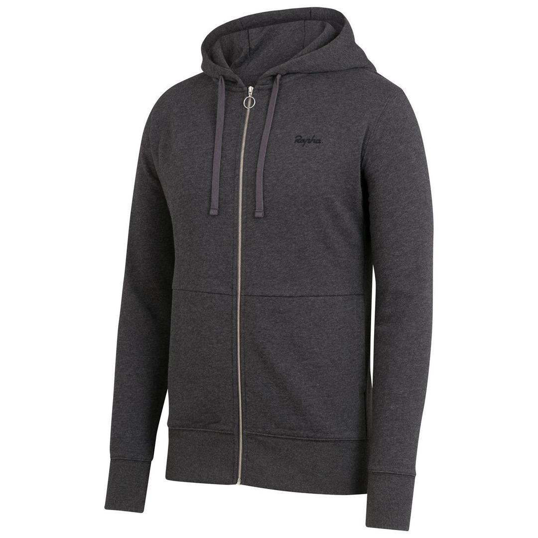 RAPHA Logo Hoodie - Charcoal Marl/Black-Velodrom