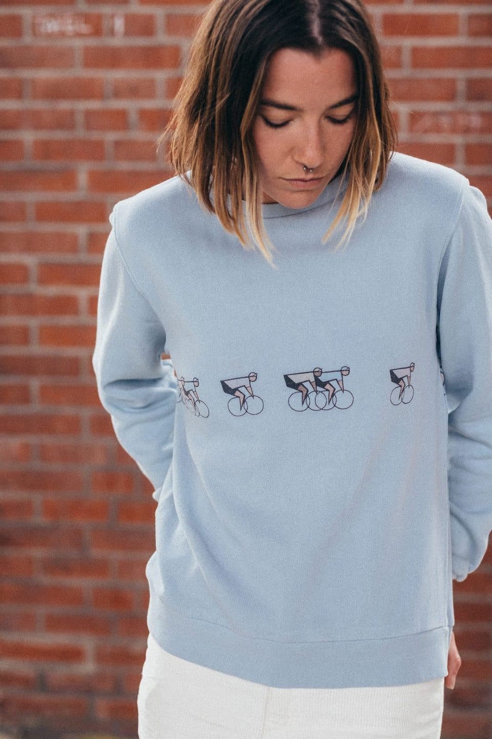 ERSTWHILE Sweatshirt Tête de la Course Women - Belgian Blue-Sweatshirts-