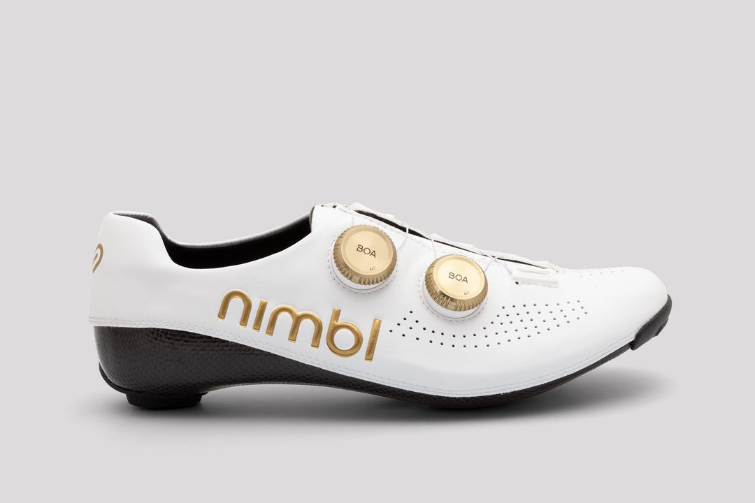 NIMBL Road Cycling Shoes Ultimate - White/Gold-Road Cycling Shoes-